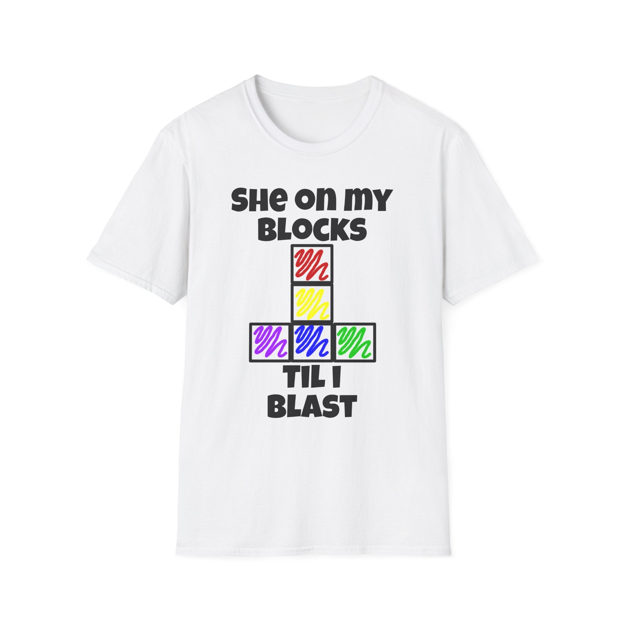 T-Shirt — "She On My Blocks 'Til I Blast" Color Block Graphic Tee