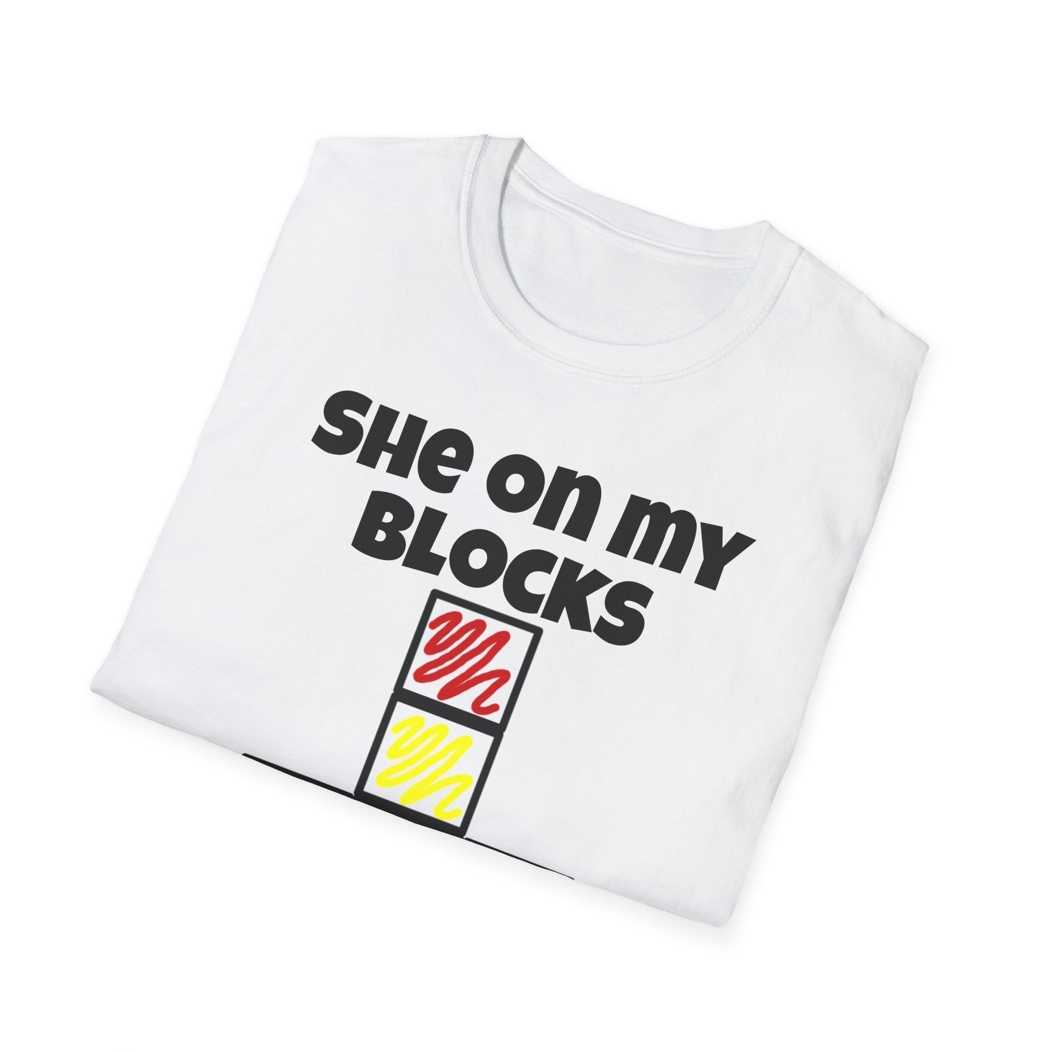 T-Shirt — "She On My Blocks 'Til I Blast" Color Block Graphic Tee